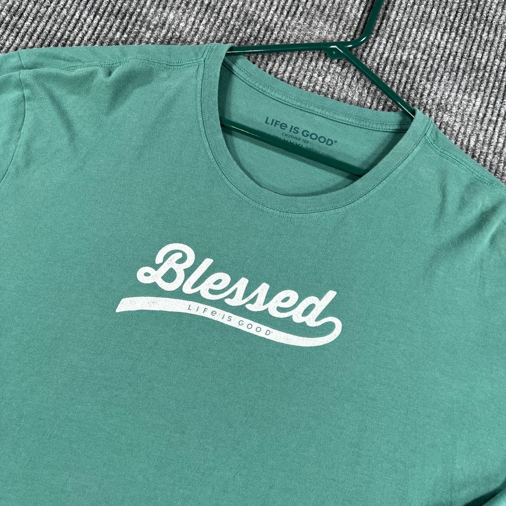 Life Is Good Crusher Tee Shirt Mens 3XL Green Blessed Long Sleeve Casual